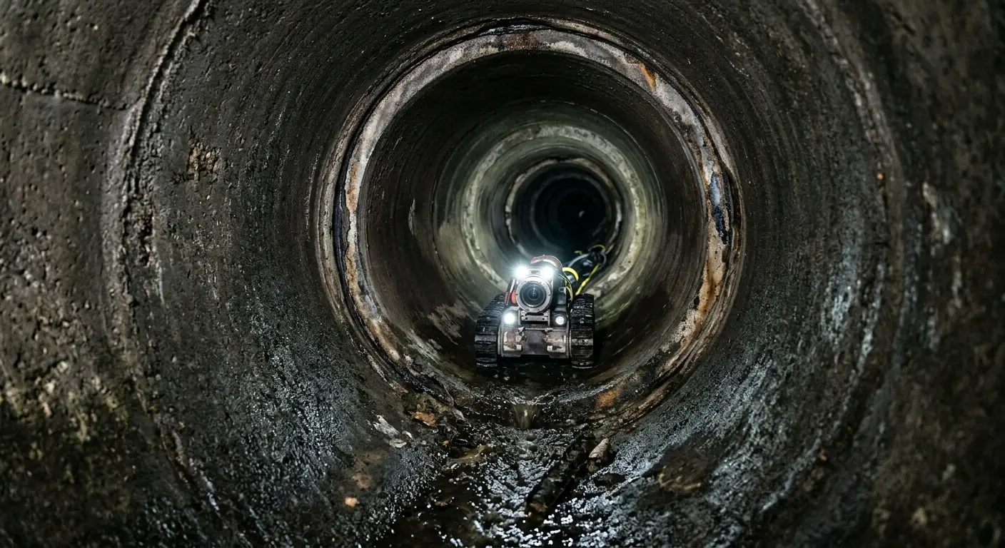 Robotic sewer camera inspecting pipe interior for Sewer Line Repair in Spring Valley Lake